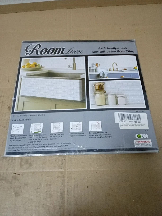 Art3d 12x12in Stick On Tiles 10 Pack Peel Stick Subway Tiles Backsplash New