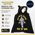 Golds Gym Muscle Joe Mens Stringer Vest Black Bodybuilding Gym Tank Top XL New