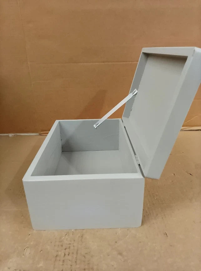 Creative Deco Large Grey Plain Wooden Storage Box Lid 30x20x14cm
