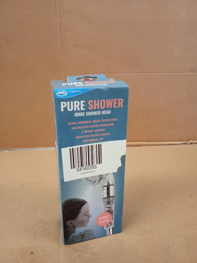 JML 3 Function Pure Ionic Shower Head Mineral Bead Filtration Chrome New