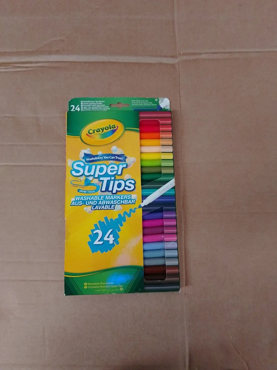 CRAYOLA SuperTips Felt Washable Markers Assorted Colours 24 Pack  Aged 3+ New