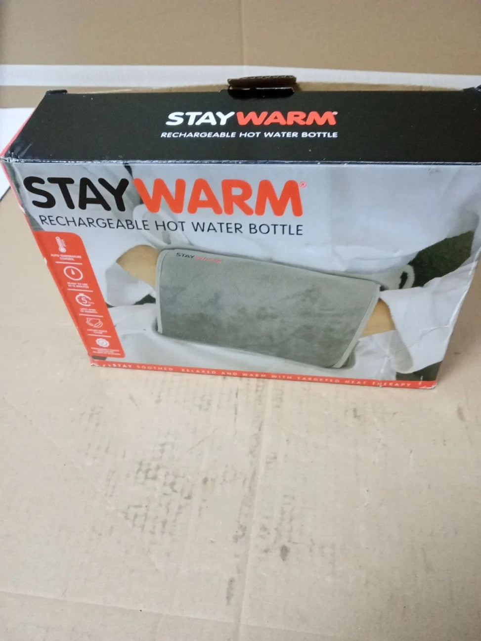 StayWarm F2881GR Rechargeable Electric Fleece Hot Water Bottle Grey New