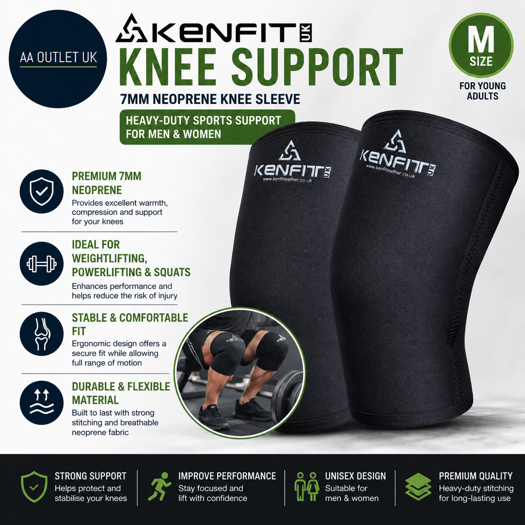 Kenfit Knee Support 7mm Neoprene Sleeve Young Adults Weightlifting Medium