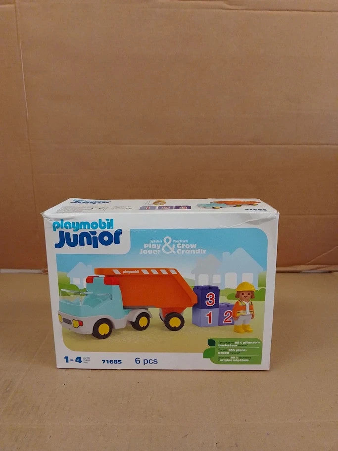 Playmobil Junior Dump Truck Including Construction 3 Stackable Stones 1+ New