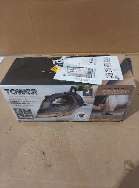Tower Steam Iron 2800W Cordless Flexible Ironing Fast Recharge 12x31.5cm New