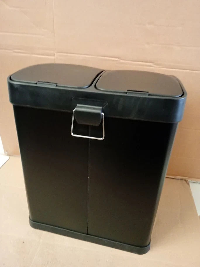 Habitat 30Liter Twin Compartment Recycling Bin Made Steel 48.5x37x40cm Black New