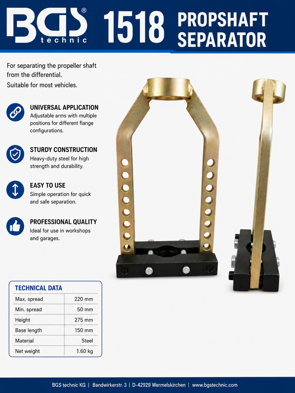 BGS 1518 Propshaft Separator Gold Black Metal Mechanical Modern Design