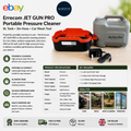 Errecom JET GUN PRO Portable Pressure Cleaner 8L Tank 3m Hose Car Wash Tool