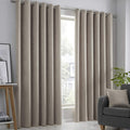 Fusion Strata Natural Curtains 2 Panels 66x90in Eyelet Thermal Drapes Bedroom