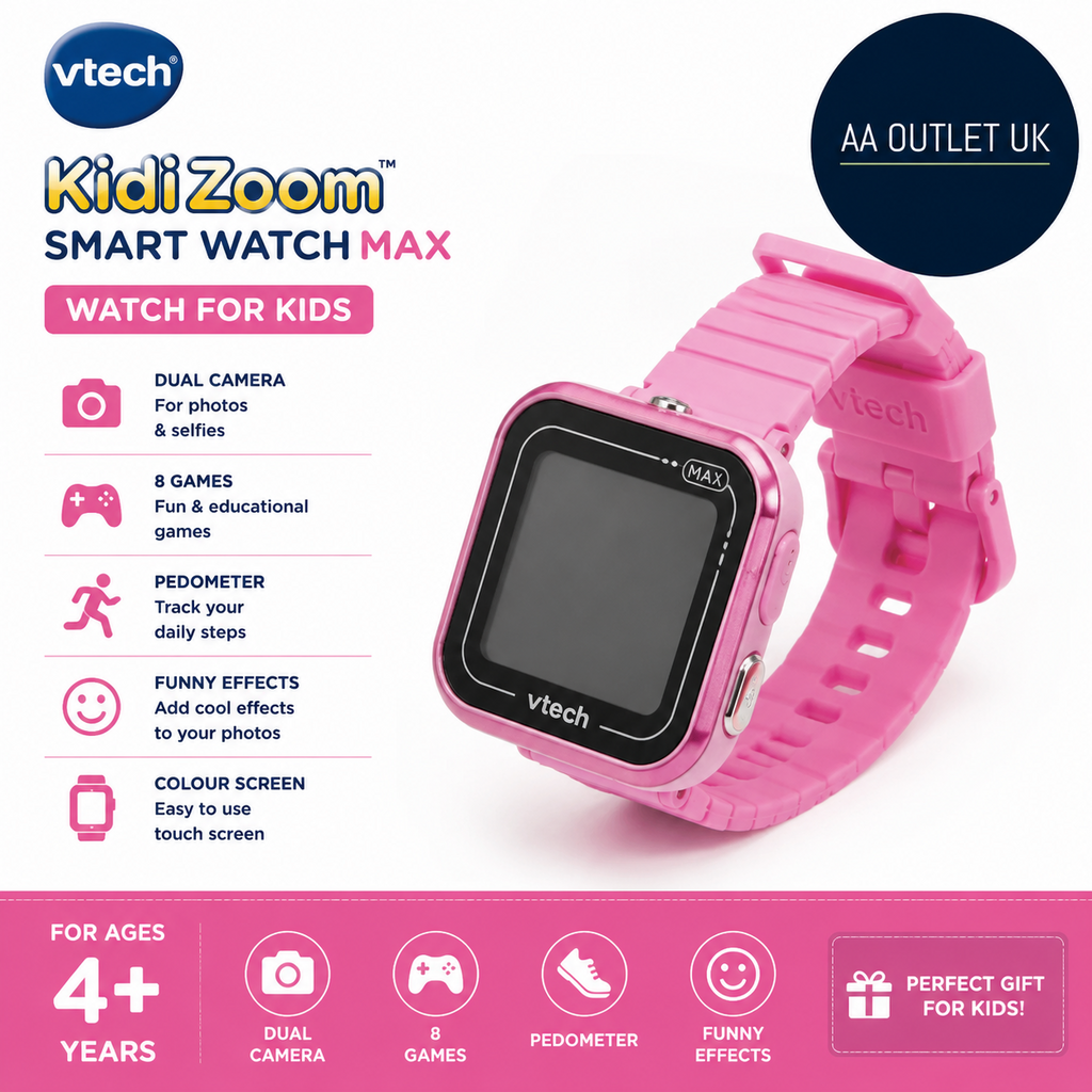 VTech KidiZoom Smart Watch Max Games Dual Camera 8 Games Pedometer Pink 4+