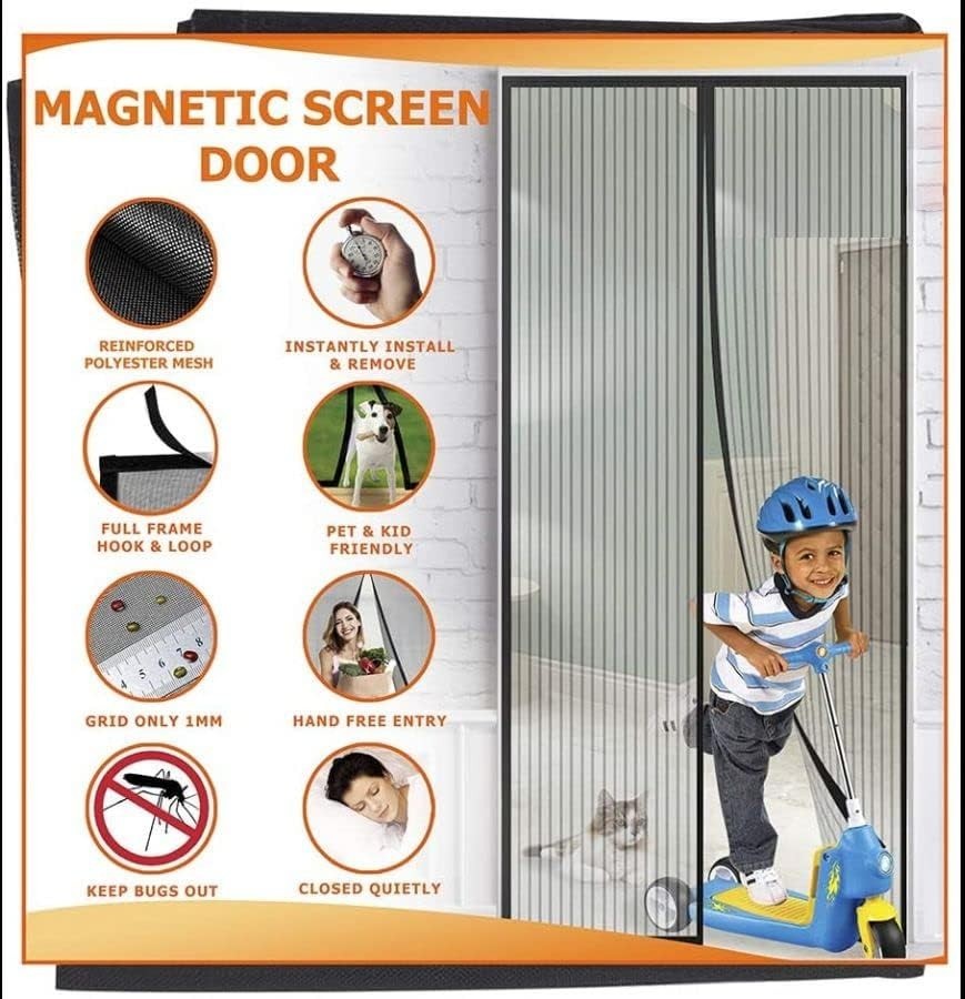 Rainberg Magnetic Fly Screen Door 90x210cm Heavy Duty Insect Mesh Curtain Black