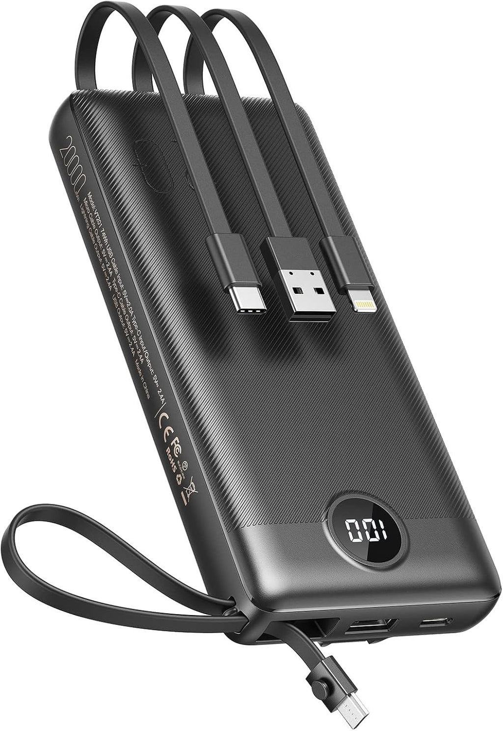 Vekktomx Power Bank Built In Cables 20000mAh USB C Portable Charger New