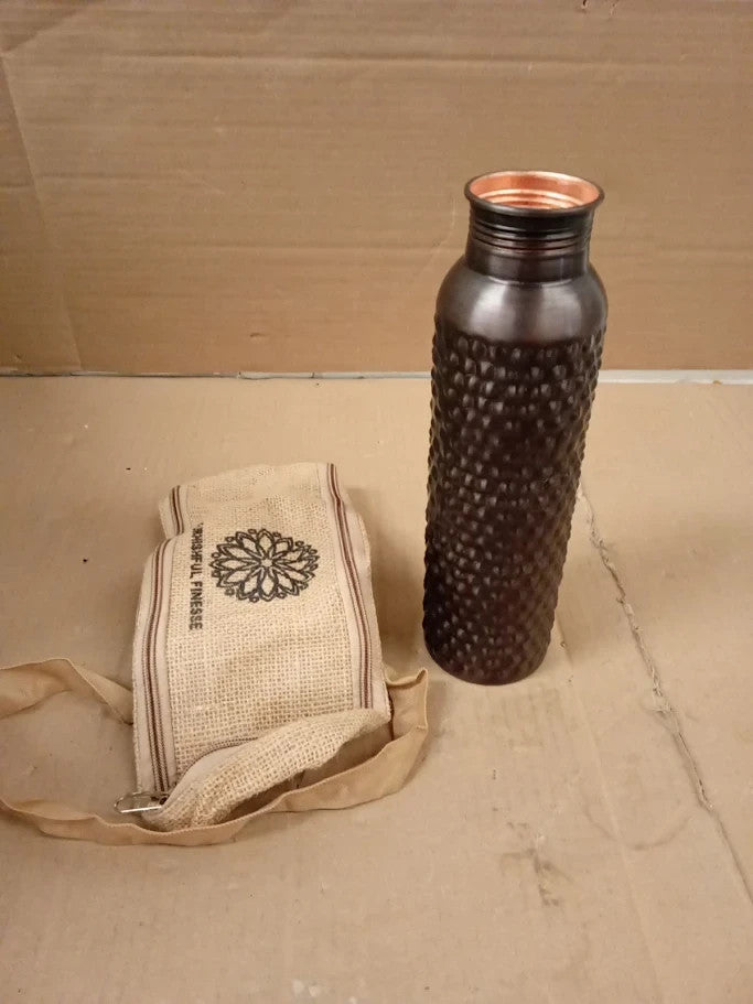 Copper Water Bottle Drinking Ayurvedic Hammered Bottle 34 Oz Reusable
