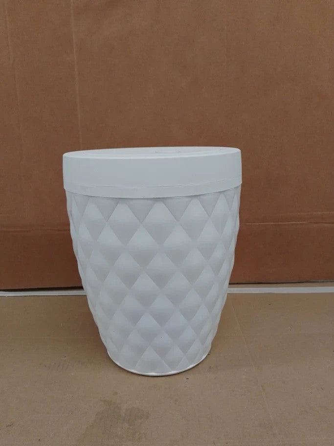 Addis 518030 Diamond Style Round Swing Lid Bathroom Bin White