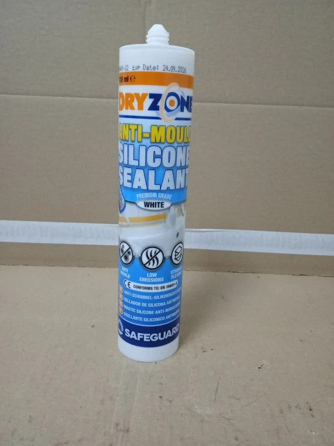 Dryzone Silicone Sealant White Anti Mould Waterproof Premium Sanitary Grade New