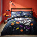 Halloween Trick Treat Duvet Cover Single Reversible Black Bedding Design New