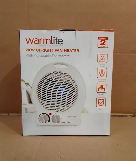 Warmlite WL44002 2000W Thermo Fan Heater 2 Heat Settings Overheat Protection