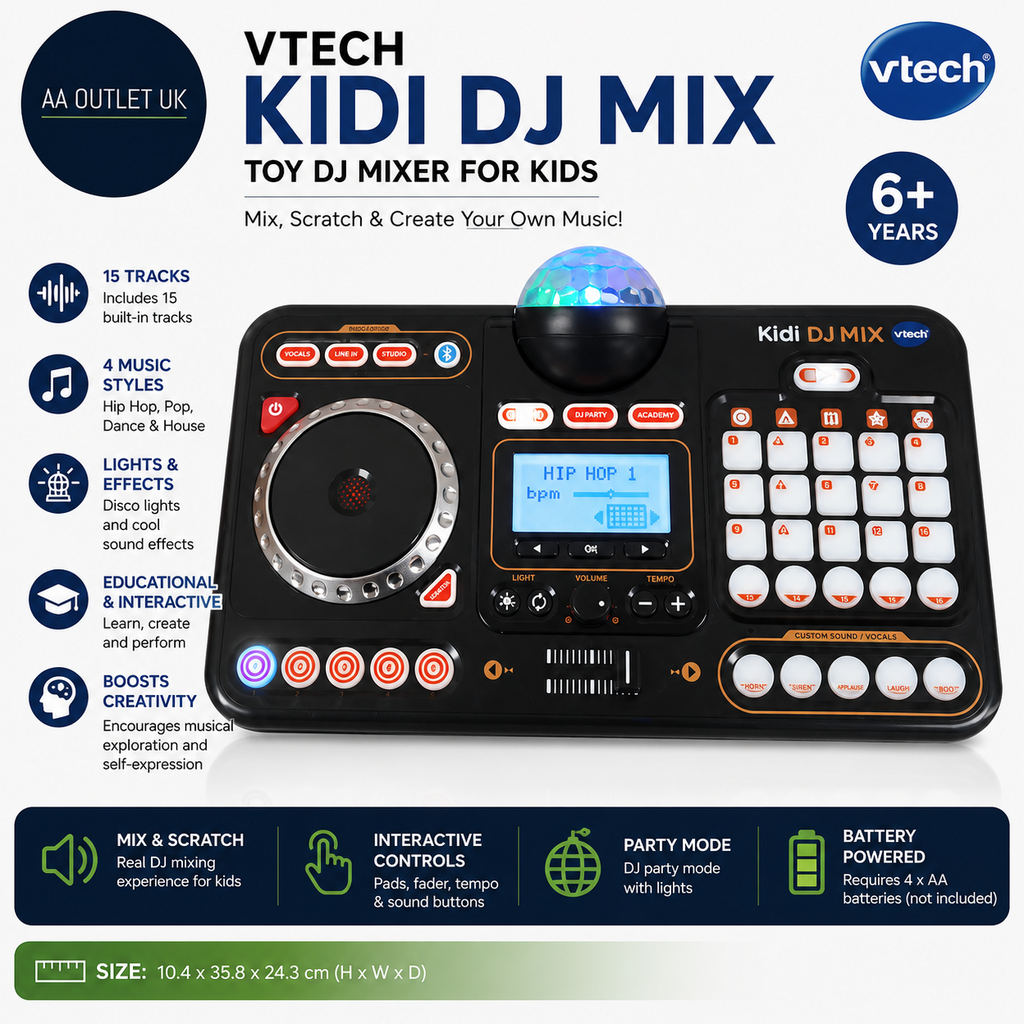 VTech Kidi DJ Mix Toy 15 Tracks 4 Music Styles With Lights Effects 6+ New
