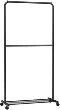 Songmics Middle Rod Clothes Rack Clothes Rail Bedroom Wheels Storage Shelf New