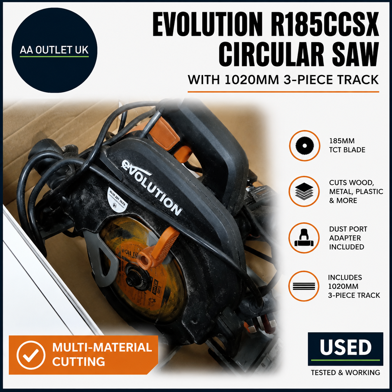 Evolution Power Tools R185CCSX Circular Saw With 1020mm 3Pc Multi