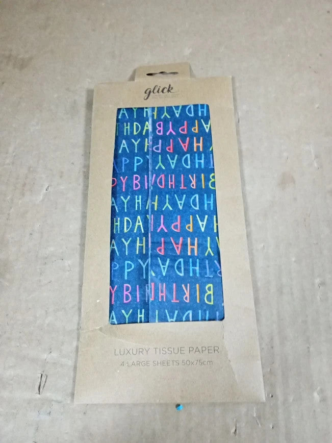 Navy Happy Birthday Tissue Paper New