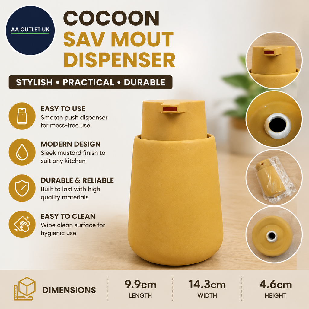 5 Five Simply Smart Cocoon Sav Mout Dispenser Mustard Nickle Free 9.9x14.3x4.6cm