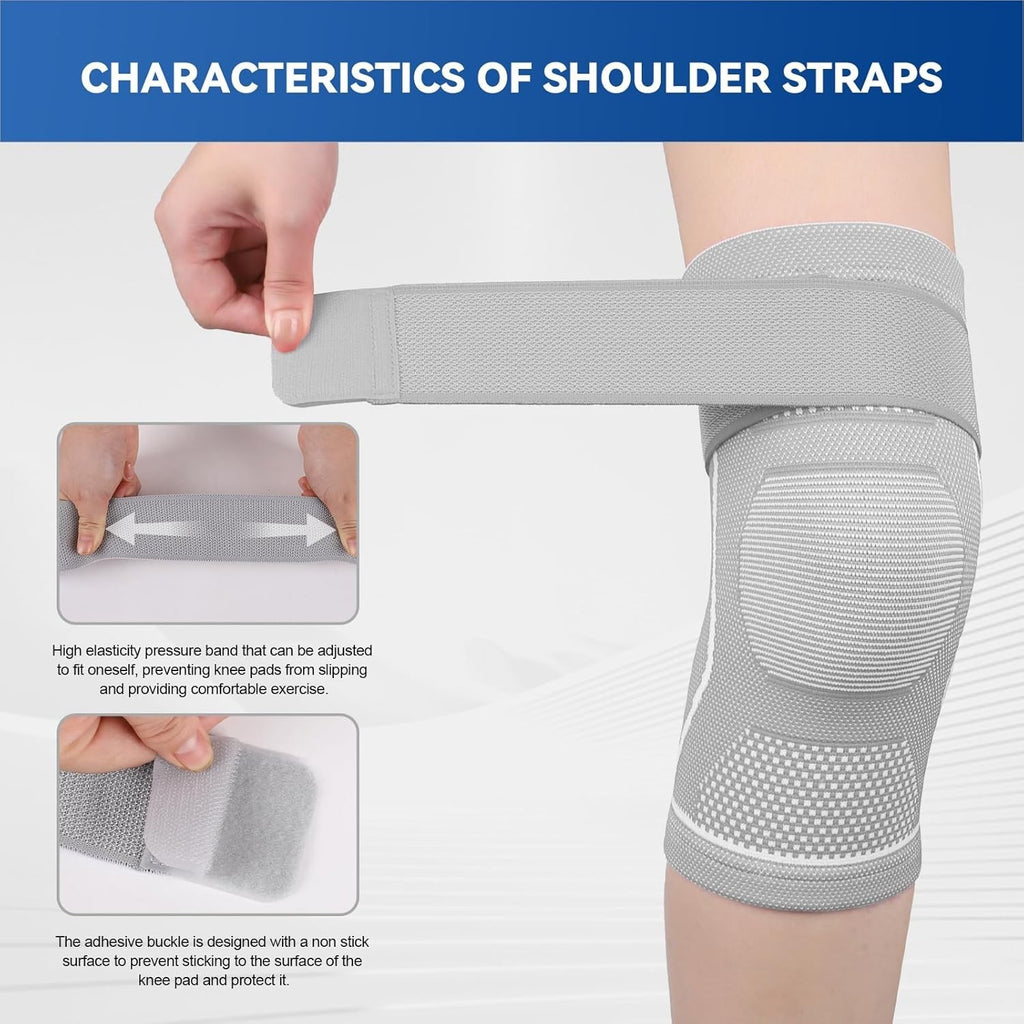 Yasdyri Knee Support Women Men Brace Adjustable Strap Compress Gray Small New