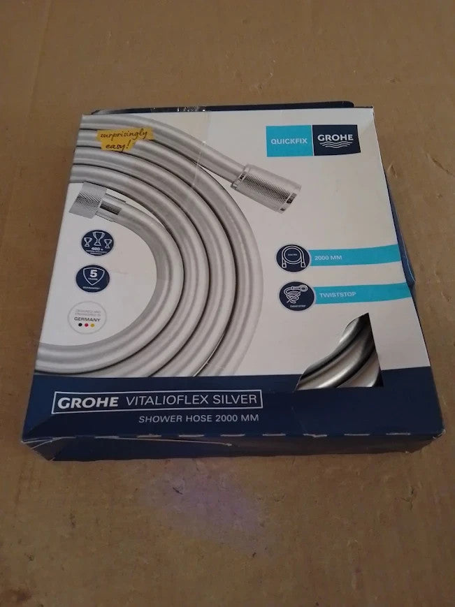 Grohe VitalioFlex Silver TwistStop Smooth Shower Hose Quickfix 2m