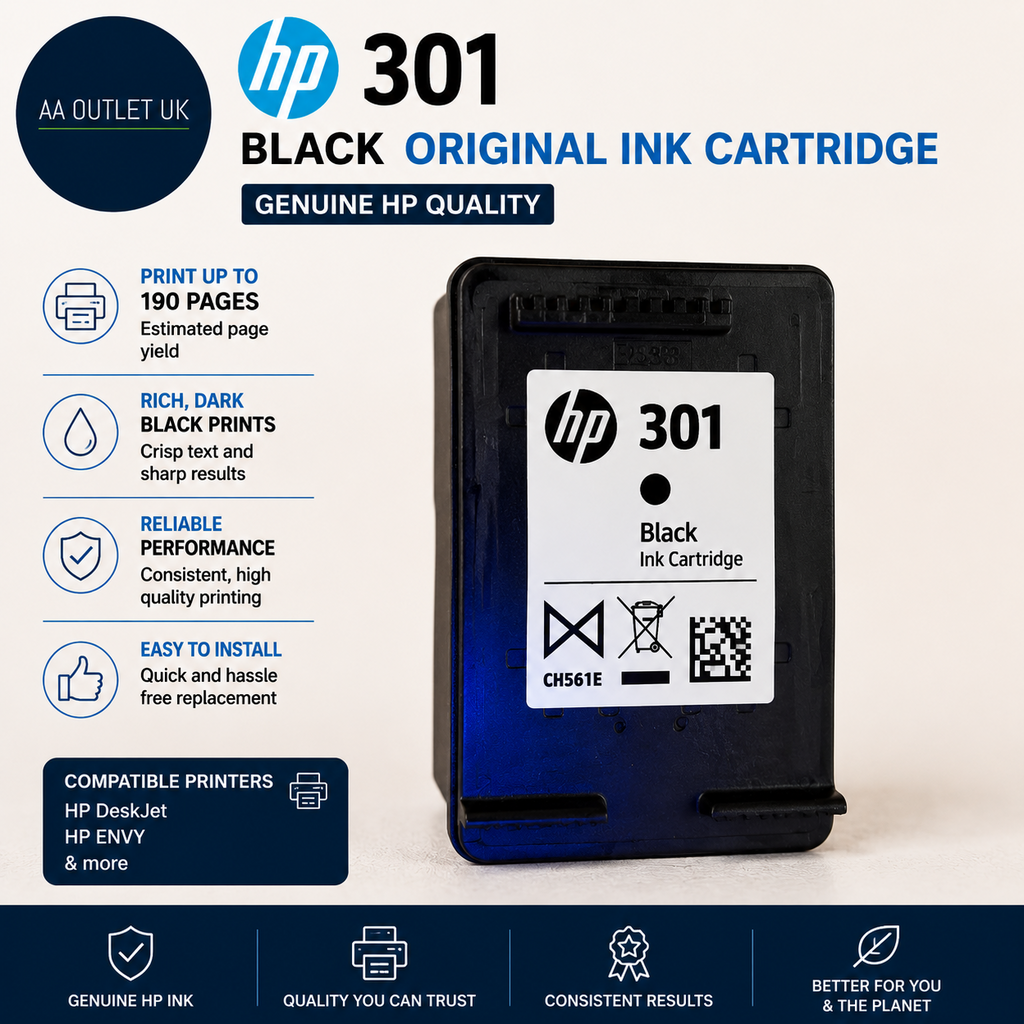 HP 301 Black Original Ink Cartridge Pages Yield 190 PN CH561EE DeskJet 1000 1050