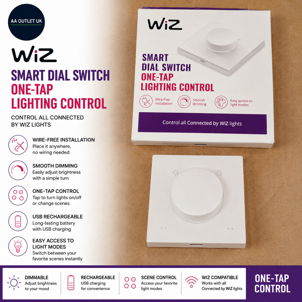 WiZ Smart Dial Switch Portable OneTap Dimming & Scene Control USB Rechargeable