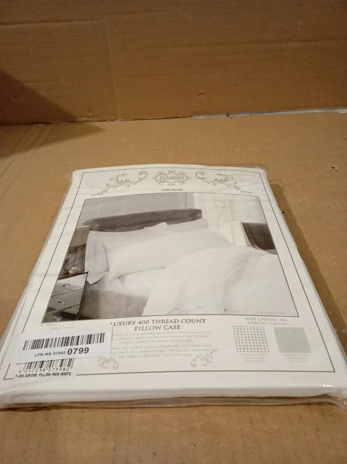 400 Thread Count Cotton Oxford Pillowcase Cotton Pair White 75x50cm New