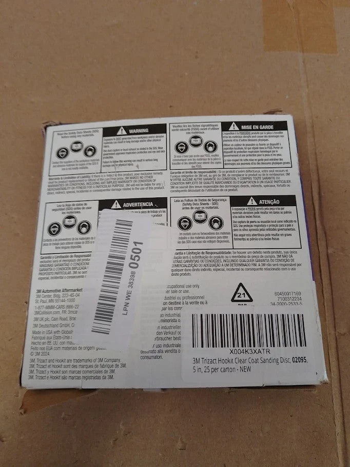 3M Trizact Hookit Clear Coat Sanding Disc 02095 5in Light Grit New