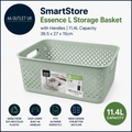 SmartStore Storage Basket Handles Green 11.4L 36.5x27x15cm Plastic Bin Recycled
