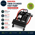Sakura Twin Cylinder Foot Pump with Pressure Gauge Car Bike Tyre Inflator