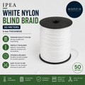 Ipea White Nylon Blind Braid 50m Cord Roman Blinds Valances Shutters Accessories