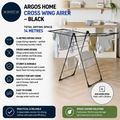 Argos Home Cross Wing Airer Black Total Drying Space 14m When Open 139x57x100cm