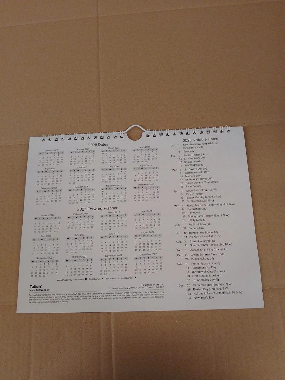 UKDD 2026 A4 Wall Calendar Planner Home Office Easy View Large One Month New