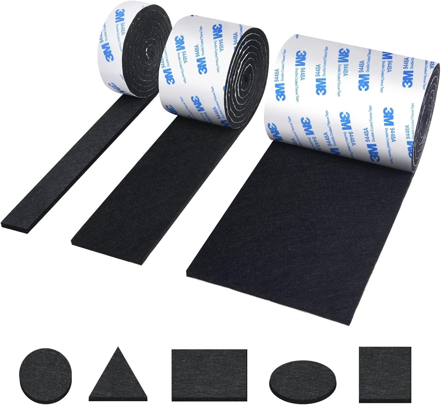 Vicloon Furniture Pad 3 Rolls 120x10x0.5cm + 120x5x0.5cm +1 20x2x0.5cm Black New
