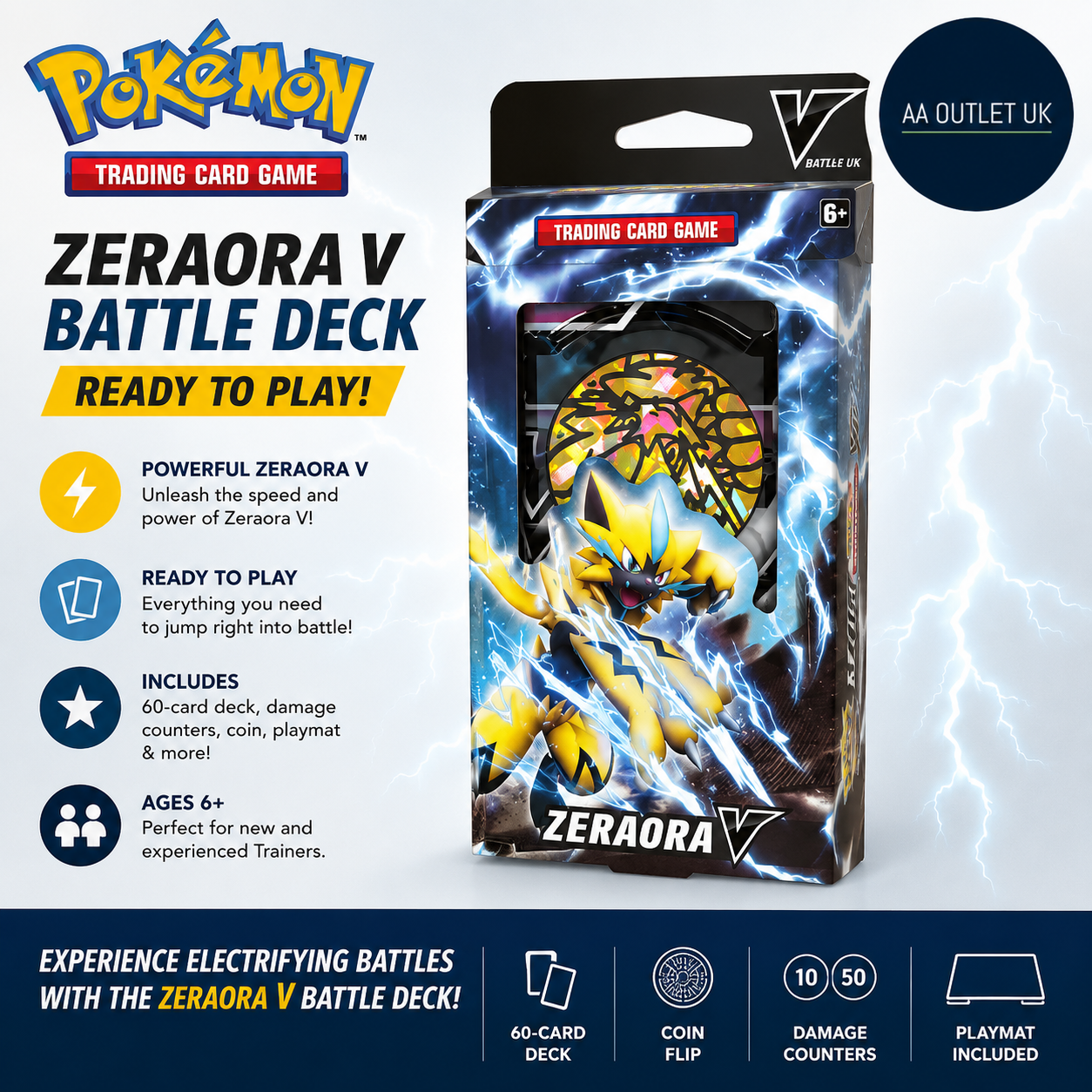 Pokemon TCG Zeraora V Battle Deck Ready To Play Trading Card Game 6+
