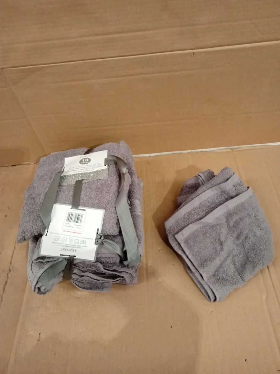 GC GAVENO CAVAILIA Towels Family Bale 10 Pieces 100% Egyptian Cotton Charcoal