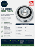Febi Bilstein 27822 Pulley High Reliable Performance Quality Silver
