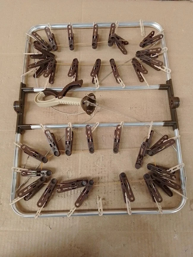 Anvinku Aluminum 32 Pegs Folding Sock Drying Rack Windproof Hook Underwear