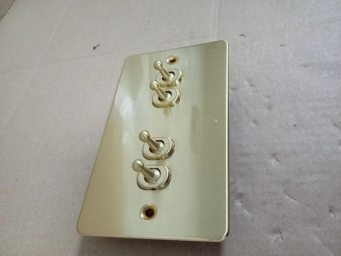 Knightsbridge FP4TOGBB Brushed Brass Flat Plate 2 Way Toggle Switch New