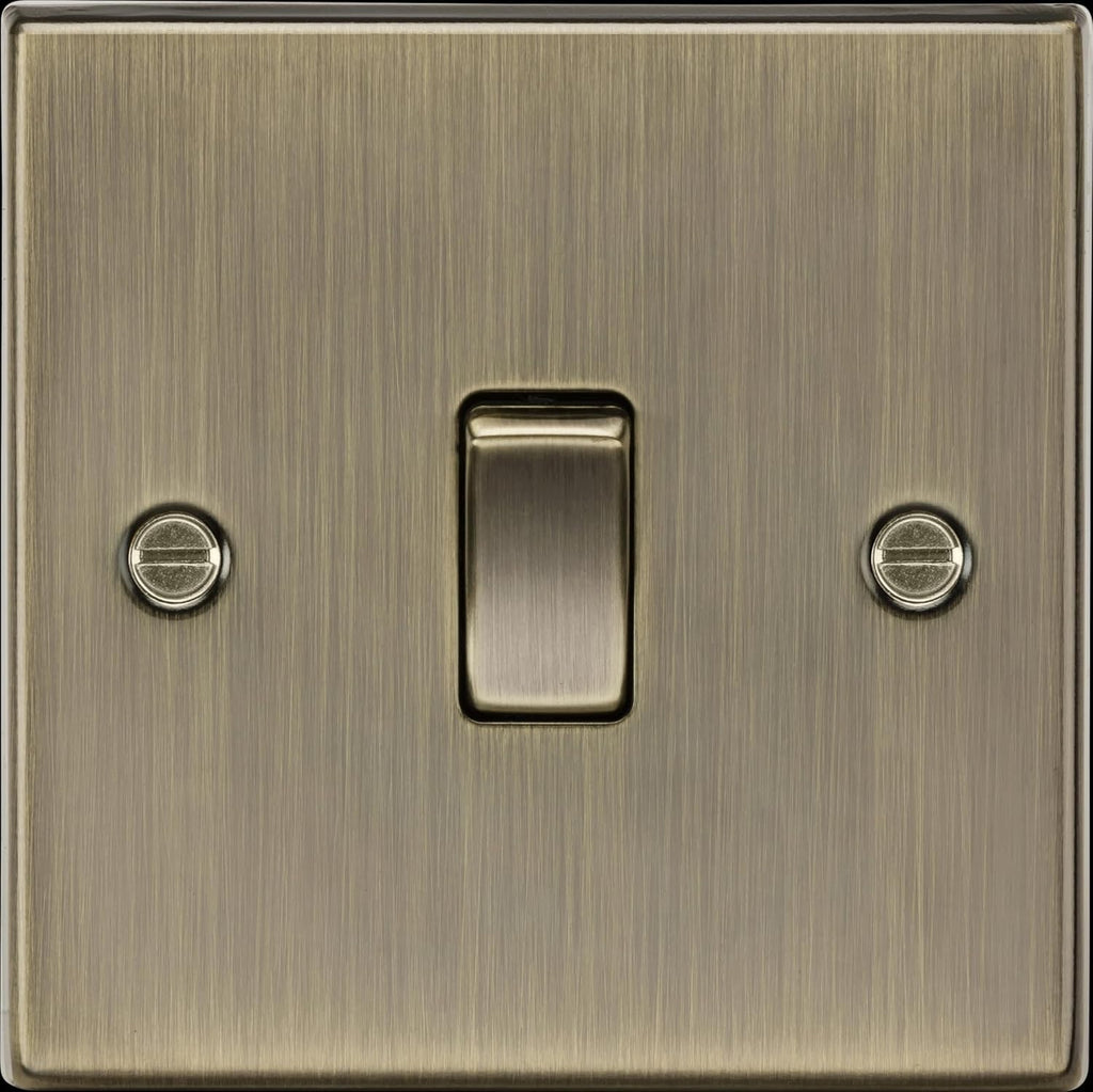 Knightsbridge CS2AB 1 Gang Light Switch Square Edge Antique Brass Finish New