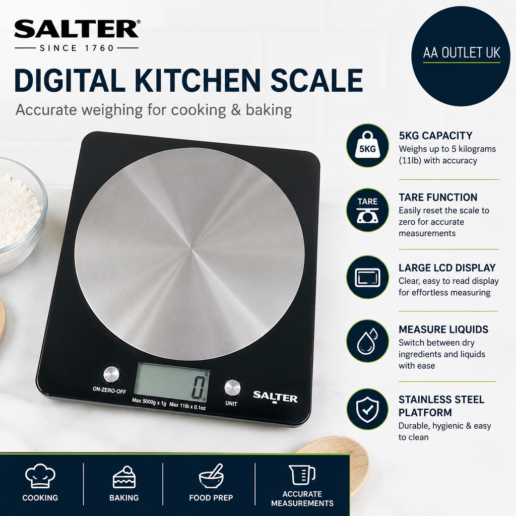 Salter 1036 Bkssdr Digital Kitchen Cooking & Baking Scales For Food Weight