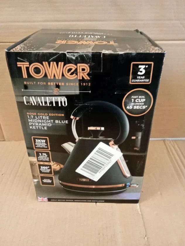 Tower T10044MNB Cavaletto Pyramid Kettle Detachable Filter 1.7L 3kw New