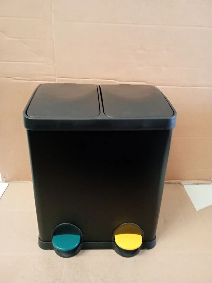 Habitat 30Liter Twin Compartment Recycling Bin Made Steel 48.5x37x40cm Black New