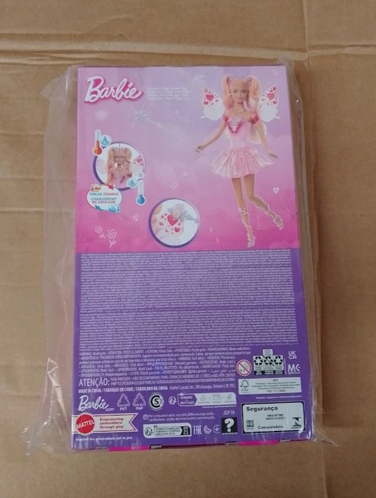 Mattel Barbie Fairy Doll Fantasy Toy Colour Change Wings Wand Accessories New
