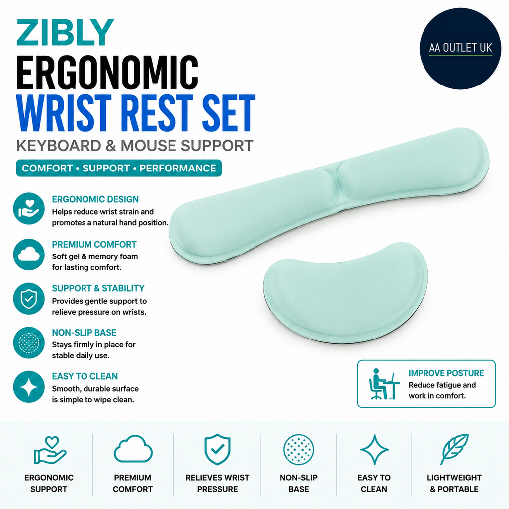 ZIBLY Ergonomic Wrist Rest Keyboard Mouse Set Gel Memory Foam Cushion Support