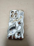 UEEBAI Case iPhone 14 Pro 6.1in Cute Solid Color Curly Wave Shape Shockproof